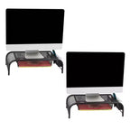 Mind Reader Monitor Stand, Ventilated Laptop Riser, Paper Tray, Office, Metal Mesh, 20"L x 11.5"W x 5.5"H, Set of 2, Black