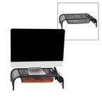 Supporto per Monitor in Rete Metallica Nera con Contenitore, Set da 2