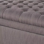Panca Contenitore Ottomana con Vano Nascosto, Beige/Grigio, Seduta Singola