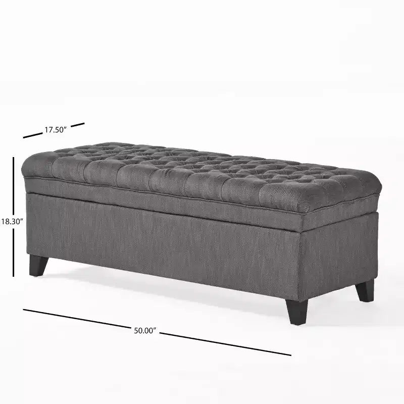 Panca Contenitore Ottomana con Vano Nascosto, Beige/Grigio, Seduta Singola