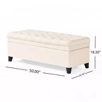 Panca Contenitore Ottomana con Vano Nascosto, Beige/Grigio, Seduta Singola