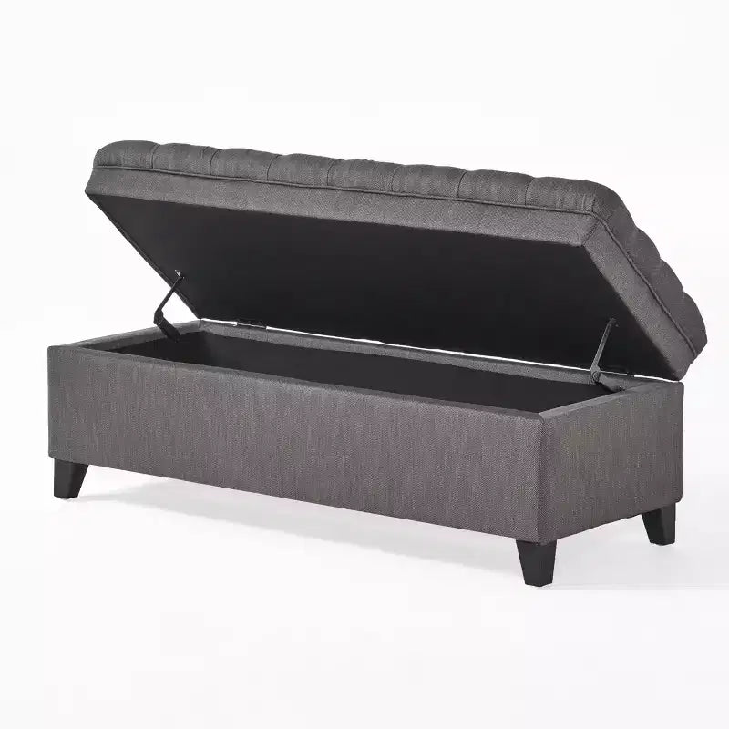 Panca Contenitore Ottomana con Vano Nascosto, Beige/Grigio, Seduta Singola