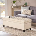 Panca Contenitore Ottomana con Vano Nascosto, Beige/Grigio, Seduta Singola