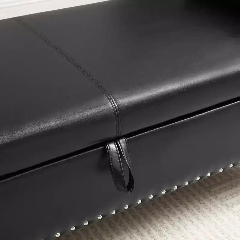 Panca contenitore in velluto trapuntato beige / nero / blu / grigio con borchie, 1 posto