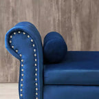 Panca contenitore in velluto trapuntato beige / nero / blu / grigio con borchie, 1 posto