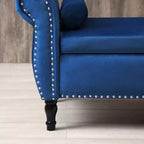 Panca contenitore in velluto trapuntato beige / nero / blu / grigio con borchie, 1 posto