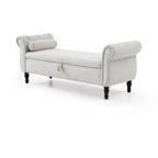 Panca contenitore in velluto trapuntato beige / nero / blu / grigio con borchie, 1 posto