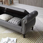 Panca contenitore in velluto trapuntato beige / nero / blu / grigio con borchie, 1 posto