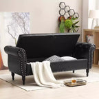 Panca contenitore in velluto trapuntato beige / nero / blu / grigio con borchie, 1 posto
