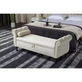 Panca contenitore in velluto trapuntato beige / nero / blu / grigio con borchie, 1 posto