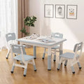 Children's Table With Chair, Height Adjustable, With Graffite Top, Children's Table With 4 Chairs For Kindergarten Nursery, Ergonomic Chair