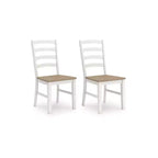 Sedie da pranzo con schienale a pioli bianche e marroni, set da 2 (per 2 persone)