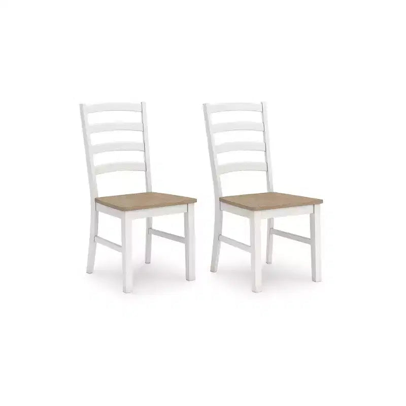 Sedie da pranzo con schienale a pioli bianche e marroni, set da 2 (per 2 persone)