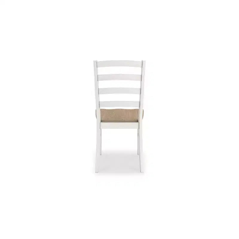Sedie da pranzo con schienale a pioli bianche e marroni, set da 2 (per 2 persone)