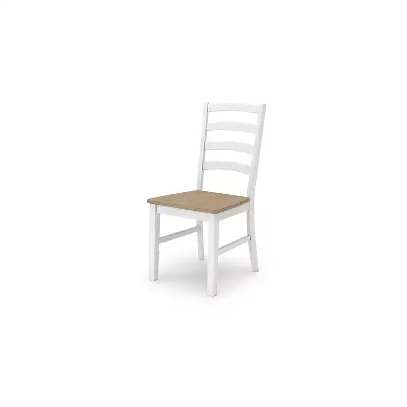 Sedie da pranzo con schienale a pioli bianche e marroni, set da 2 (per 2 persone)