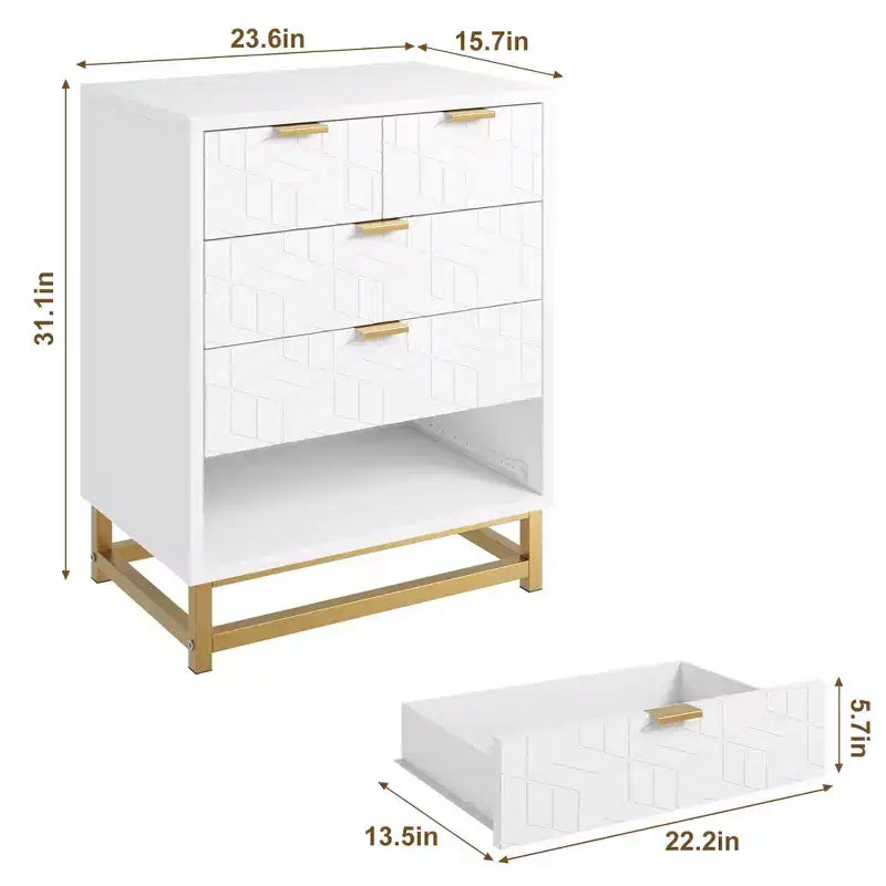 Cassettiera Bianca a 5 Cassetti, Cassettiera Alta, Cassettiera a 5 Cassetti con Spazio Profondo, Armadio Contenitore in Legno per Soggiorno, Ingresso, Ufficio