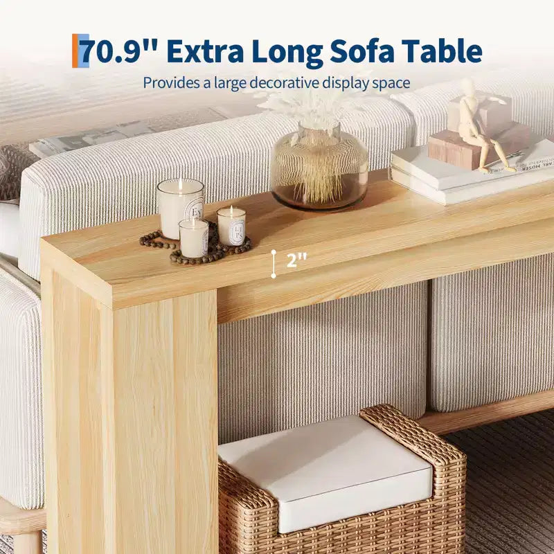 Tavolino consolle rettangolare da 180 cm in marrone/grigio/quercia, tavolo stretto da divano e corridoio