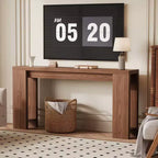 Tavolino consolle rettangolare da 180 cm in marrone/grigio/quercia, tavolo stretto da divano e corridoio
