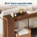 Tavolino consolle rettangolare da 180 cm in marrone/grigio/quercia, tavolo stretto da divano e corridoio