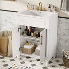 Mobile bagno singolo da 24" con lavabo in ceramica, mobile Shaker, 2 ante con chiusura ammortizzata