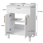 Mobile bagno singolo da 24" con lavabo in ceramica, mobile Shaker, 2 ante con chiusura ammortizzata