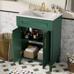 Mobile bagno singolo da 24" con lavabo in ceramica, mobile Shaker, 2 ante con chiusura ammortizzata