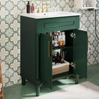 Mobile bagno singolo da 24" con lavabo in ceramica, mobile Shaker, 2 ante con chiusura ammortizzata