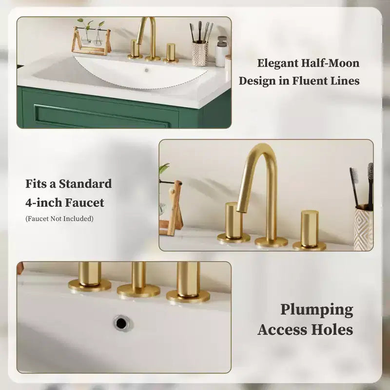 Mobile bagno singolo da 24" con lavabo in ceramica, mobile Shaker, 2 ante con chiusura ammortizzata