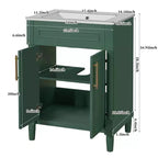 Mobile bagno singolo da 24" con lavabo in ceramica, mobile Shaker, 2 ante con chiusura ammortizzata