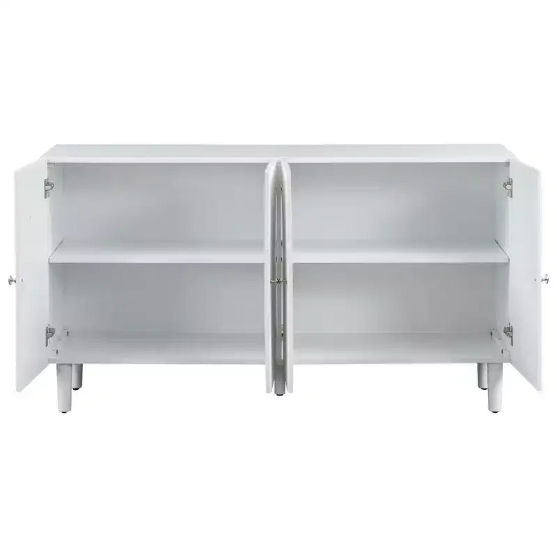 Credenza da 58'' con 4 ante a motivo ondulato e gambe cilindriche, Nera/Bianca, per adulti