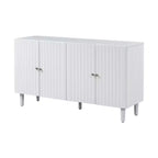 Credenza da 58'' con 4 ante a motivo ondulato e gambe cilindriche, Nera/Bianca, per adulti