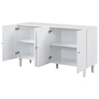 Credenza da 58'' con 4 ante a motivo ondulato e gambe cilindriche, Nera/Bianca, per adulti