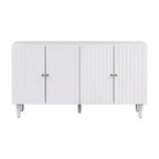 Credenza da 58'' con 4 ante a motivo ondulato e gambe cilindriche, Nera/Bianca, per adulti