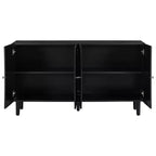 Credenza da 58'' con 4 ante a motivo ondulato e gambe cilindriche, Nera/Bianca, per adulti