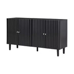 Credenza da 58'' con 4 ante a motivo ondulato e gambe cilindriche, Nera/Bianca, per adulti