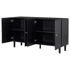 Credenza da 58'' con 4 ante a motivo ondulato e gambe cilindriche, Nera/Bianca, per adulti
