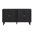 Credenza da 58'' con 4 ante a motivo ondulato e gambe cilindriche, Nera/Bianca, per adulti