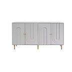 Credenza con 4 ante, gambe in metallo e ripiani regolabili, nero/blu/grigio, per adulti