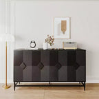 Credenza con 4 ante, gambe in metallo e ripiani regolabili, nero/blu/grigio, per adulti