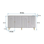 Credenza con 4 ante, gambe in metallo e ripiani regolabili, nero/blu/grigio, per adulti