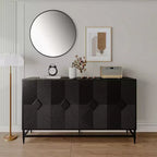 Credenza con 4 ante, gambe in metallo e ripiani regolabili, nero/blu/grigio, per adulti