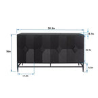 Credenza con 4 ante, gambe in metallo e ripiani regolabili, nero/blu/grigio, per adulti