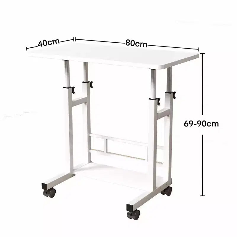 Scrivania mobile regolabile in altezza con ruote, 80×40 cm, per 1 adulto