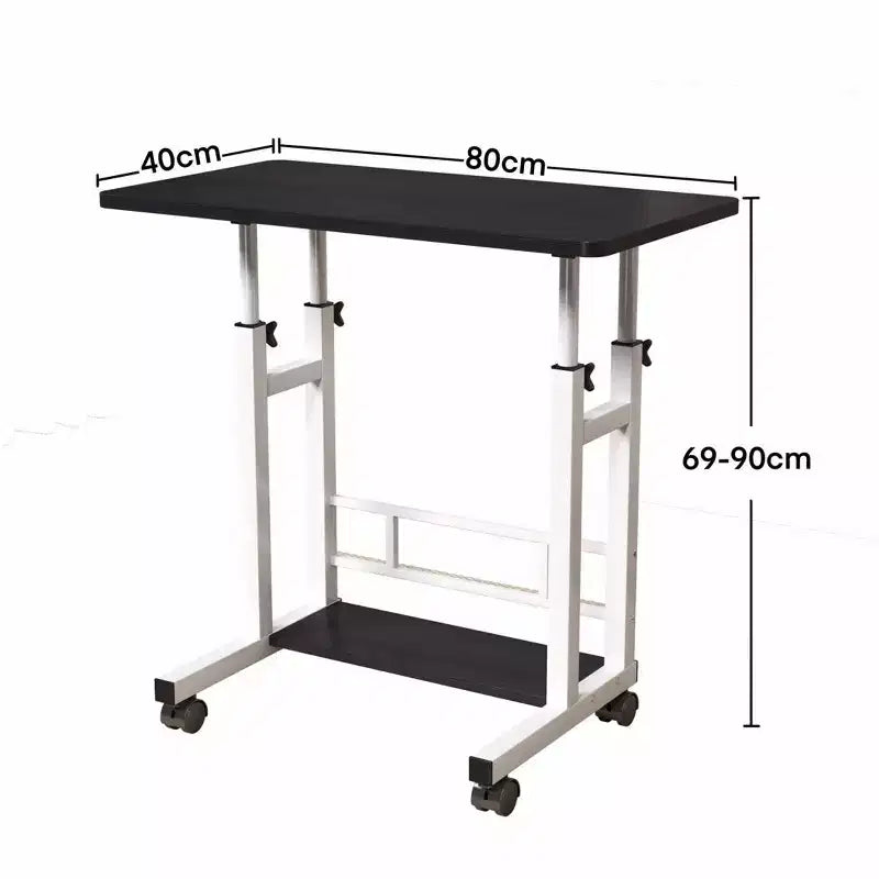 Scrivania mobile regolabile in altezza con ruote, 80×40 cm, per 1 adulto