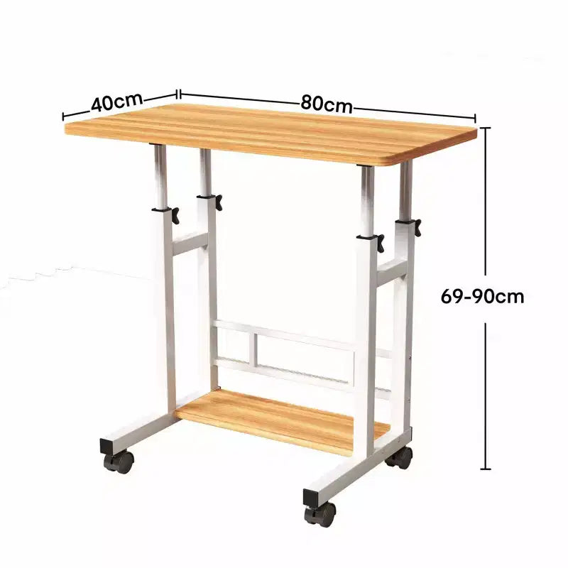 Scrivania mobile regolabile in altezza con ruote, 80×40 cm, per 1 adulto