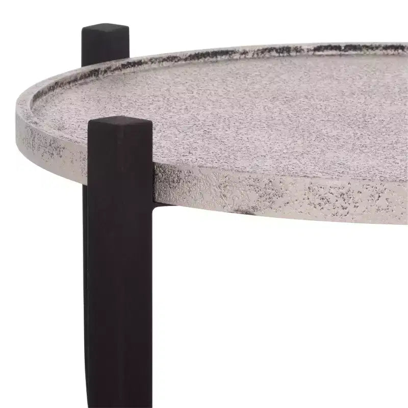 Tavolino rotondo d'accento nero e grigio per 1