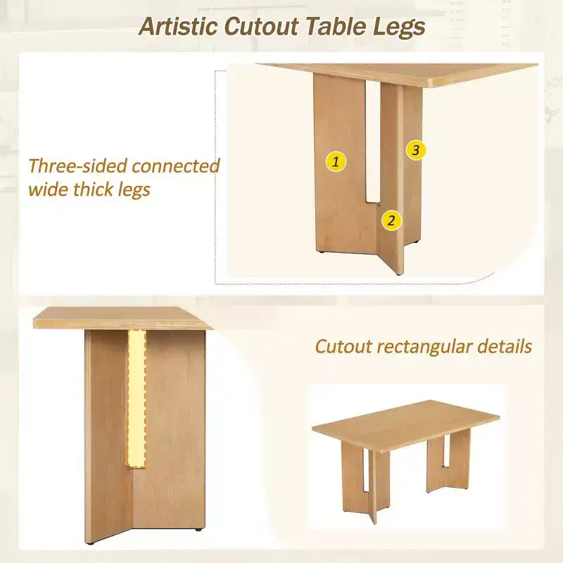Tavolo da pranzo rettangolare da 152 cm stile rustico con gambe intagliate, effetto legno lavato grigio/naturale, 6 posti