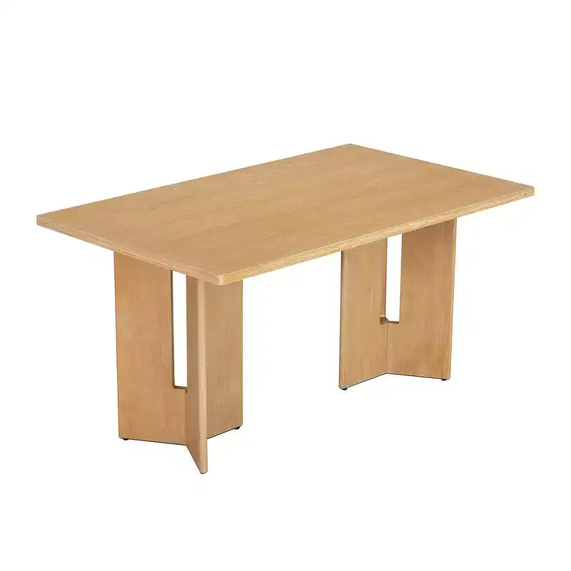 Tavolo da pranzo rettangolare da 152 cm stile rustico con gambe intagliate, effetto legno lavato grigio/naturale, 6 posti