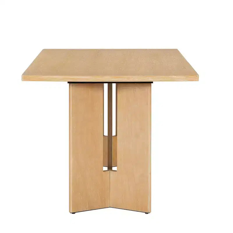 Tavolo da pranzo rettangolare da 152 cm stile rustico con gambe intagliate, effetto legno lavato grigio/naturale, 6 posti