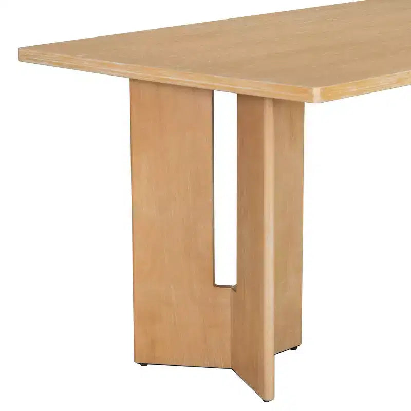 Tavolo da pranzo rettangolare da 152 cm stile rustico con gambe intagliate, effetto legno lavato grigio/naturale, 6 posti